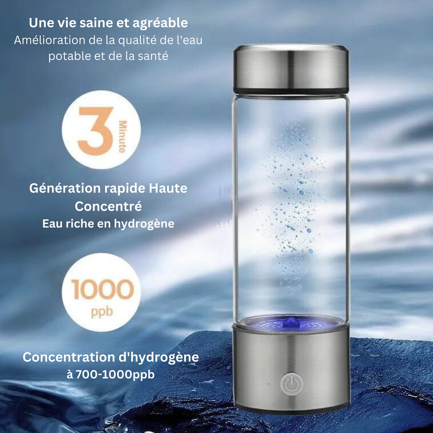 💧 HydroBoost: Bouteille d'Eau Ionisée & Portable 🚀