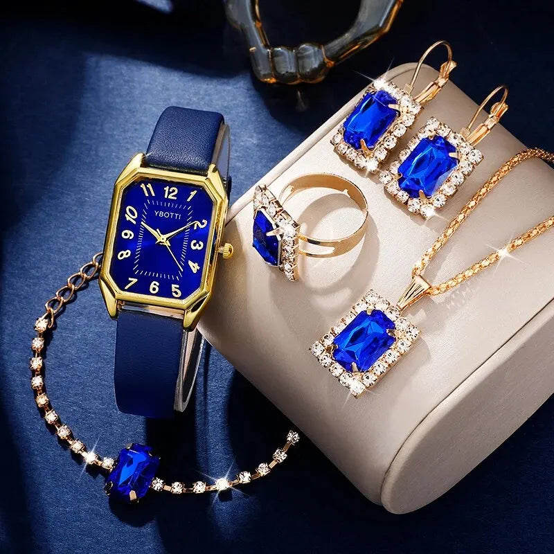 Montre de Luxe Femme Carrée : Élégance Intemporelle en Cuir Bleu