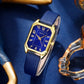 Montre de Luxe Femme Carrée : Élégance Intemporelle en Cuir Bleu